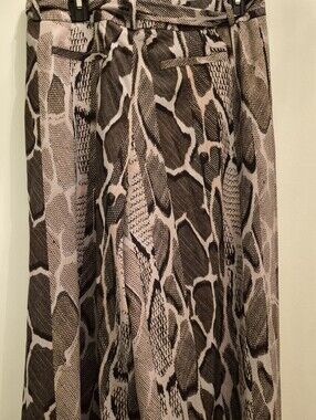 Animal-Print A-Line Midi Skirt in Brown and Cream